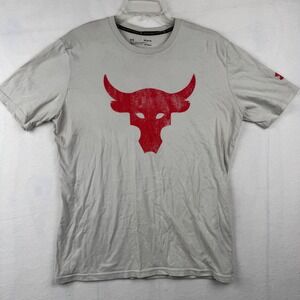 Under Armour Project Rock T Shirt Mens MD Medium Red Bull Short‎ Sleeve